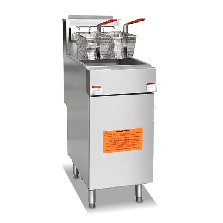 Commercial Kitchen Equipment 5 Burner Single Tank Double Basket Open Pot Floor Gas Deep Fryer(CCGF-70)