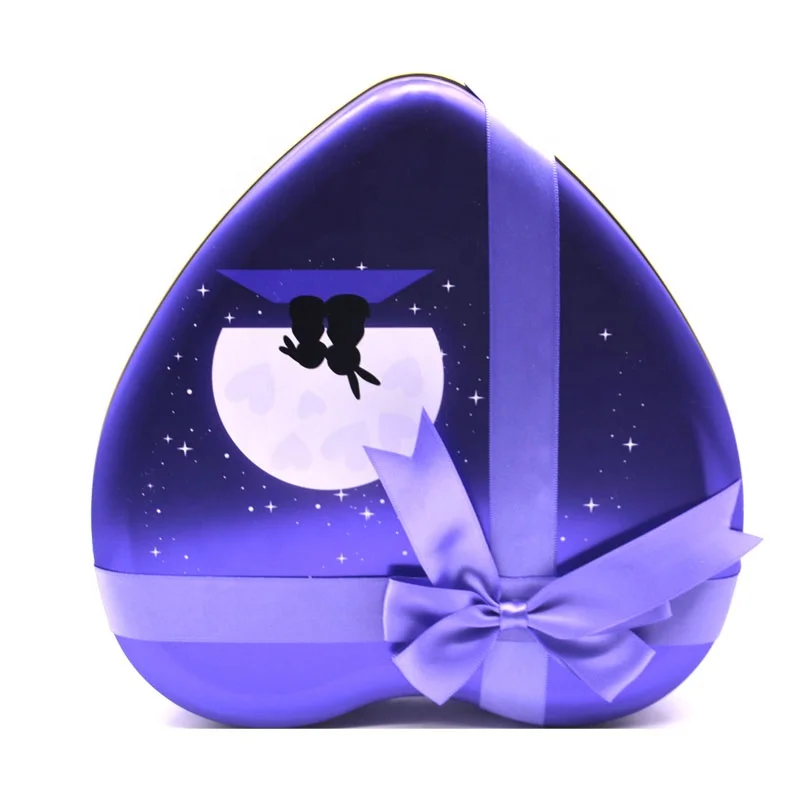 Luxury Food Christmas Packaging Metal tin can box Customize Heart Chocolate Container Tin candy jar tin can