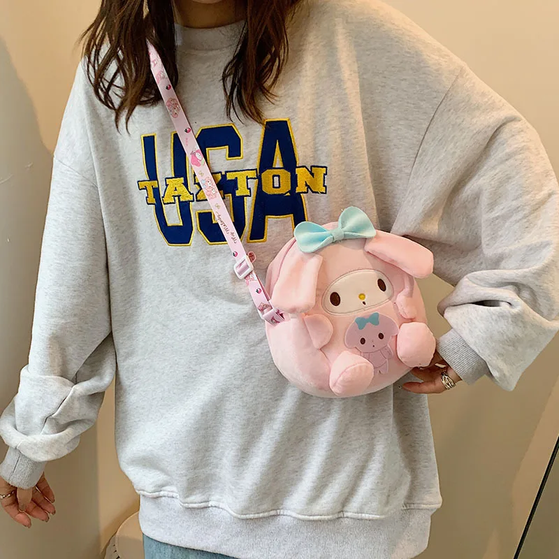 Custom Logo Melody Kuromi My Melody Cinnamon Push Bag Cartoon Children Stuffed Animal Plush Toy For Kids Gifts School Bag