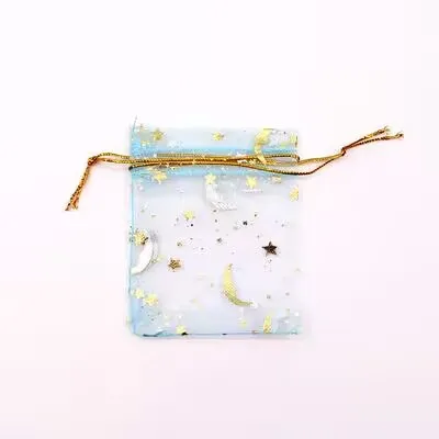 MIO Exquisite Organza Bag Gold Moon Stars Drawstring Gift Bag Present for Holiday Festival Kids Candy Gifts Storage Bags