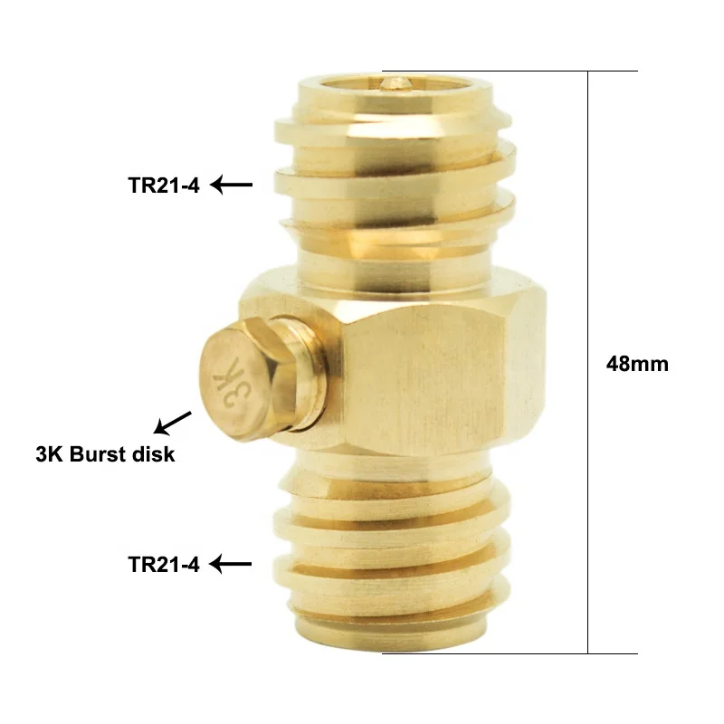 Hot Sale High Quality Double TR21x4 Thread Brass Material Soda Tank Co2 Cylinder Refill Gas Joint with Burst Disk