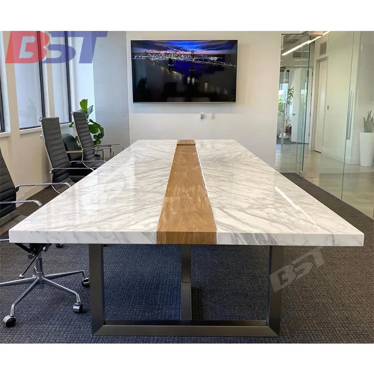 Customized Size large Boardroom Company Luxury White office meeting conference table for meeting