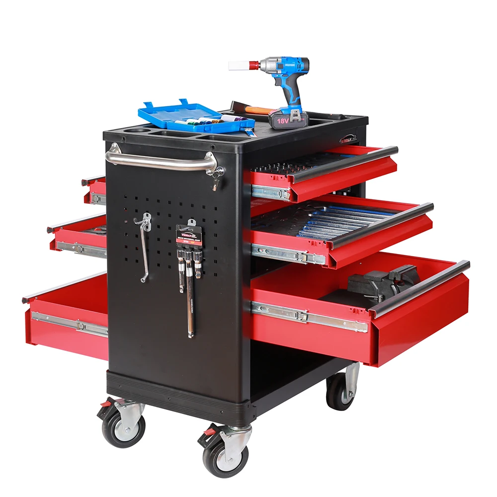 Winmax Профессиональный heavy duty двухсторонняя открытая тележка для инструментов 6 ящиков с замком прокатки