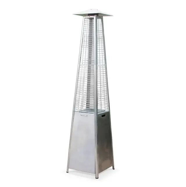 outdoor real flame decorative pyramid gas patio heater in stainless steel for garden use