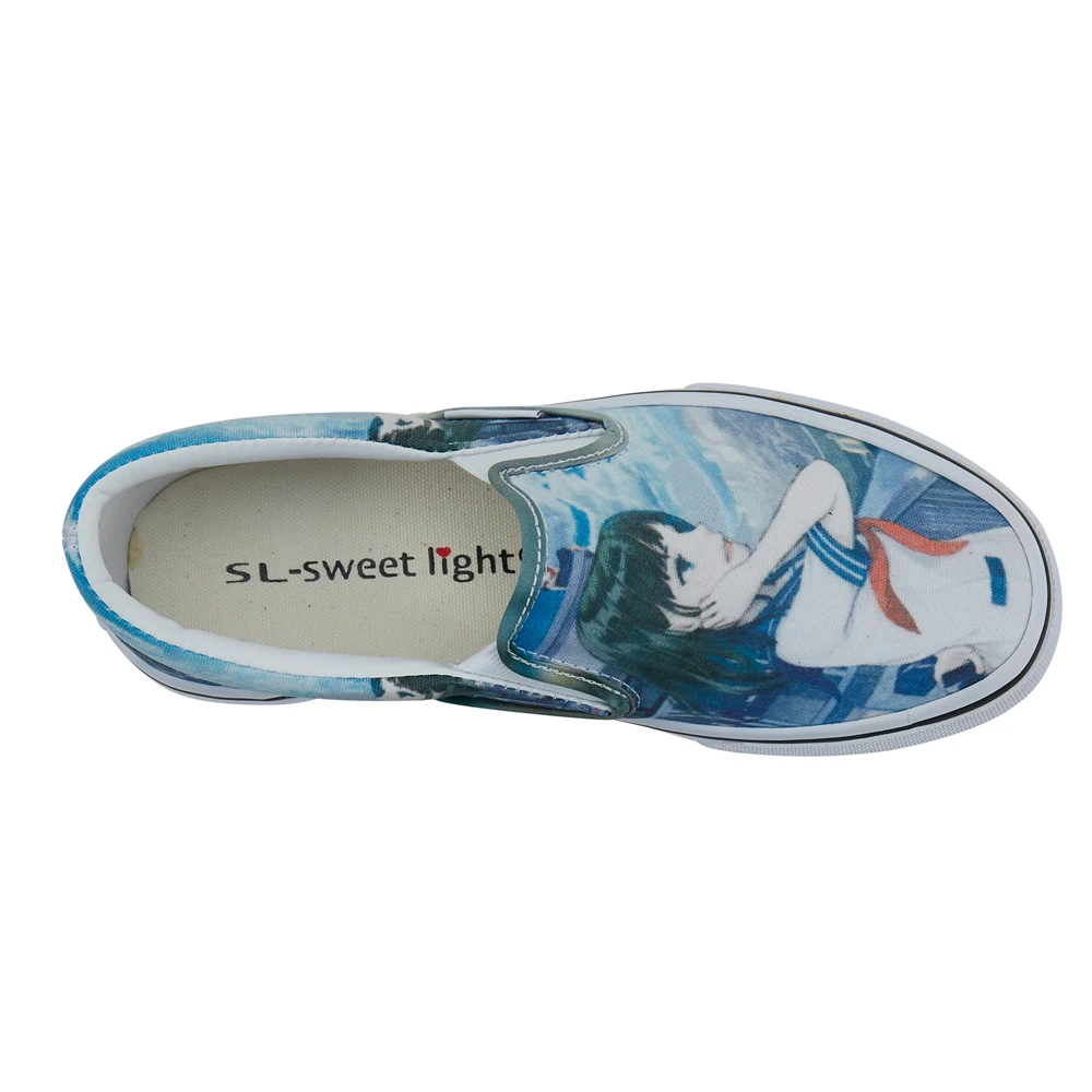 Custom breathable canvas casual lazy sneakers office women slip on shoes