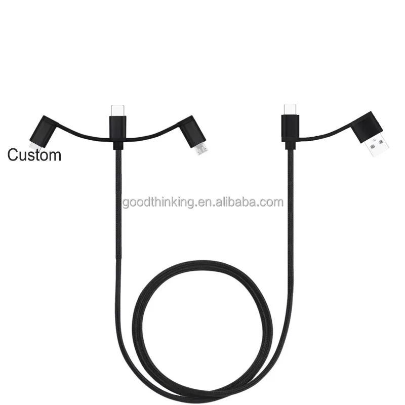 27W C to L 60W type C to Type C fast charge USB Cable Micro USB 6 In 1 Braided Aluminum Alloy dual input cable