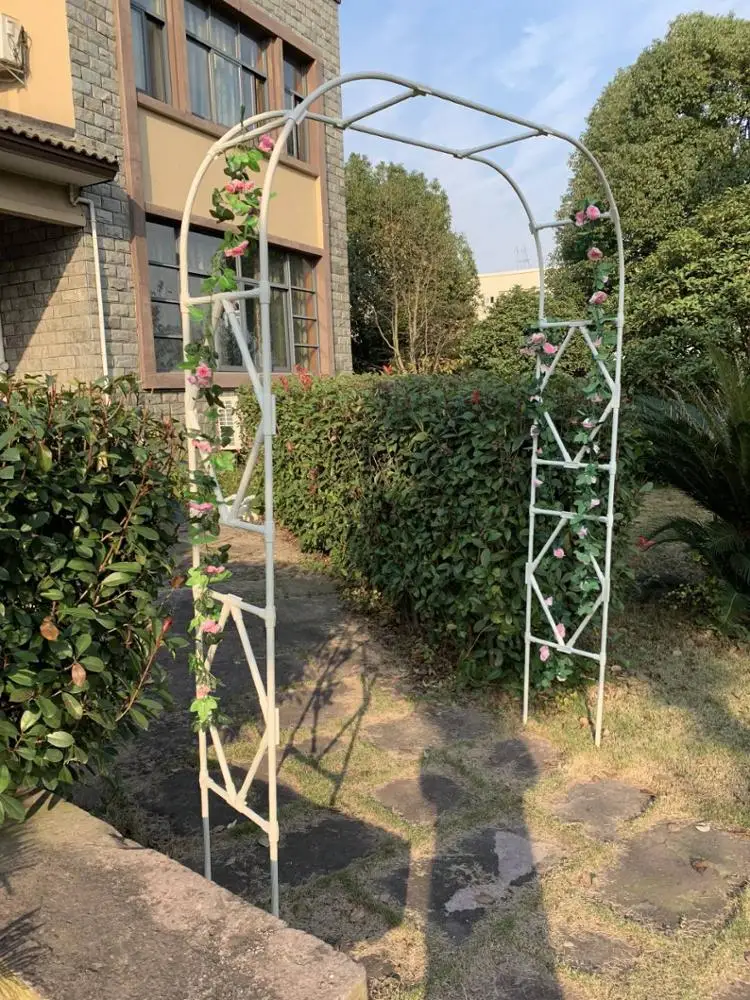 Ningbo Easy Garden Supplies Outdoor Diamond Decoration Removable Plastic Coated Steel Pipes Garden Arch Gates without bench