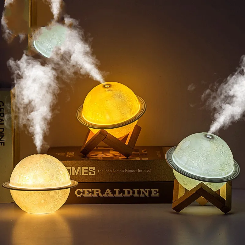 New Moon Light Humidifier USB Night Light Rechargeable Mini Desktop Planet Light Air Purifier