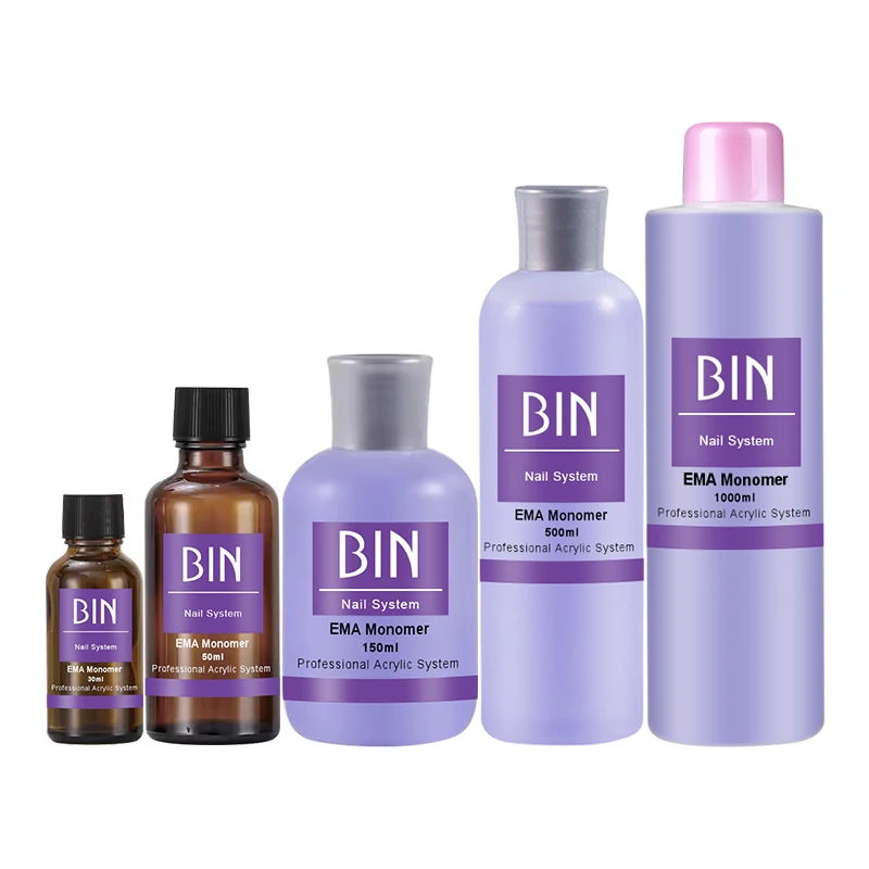 BIN factory fast Dry Private Label 1000ml Professional EMA Monomer Acrylic Nail Liquid For Acrylic Powder System 1L