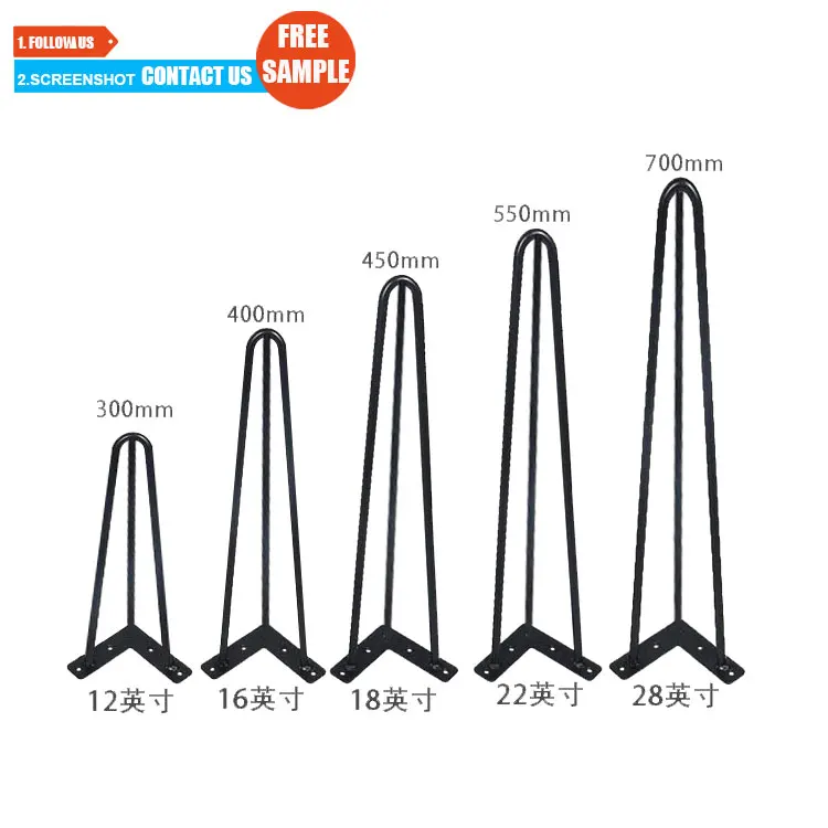 Toco 16 inch hairpin table legs 18 metal  20 inch hairpin table legs brushed metal furniture legs