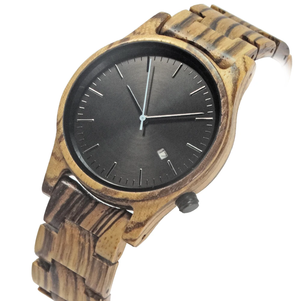 Antique Luxury Brand Wood Watch men Miyota 2115 Quartz Movement Date Wristwatches