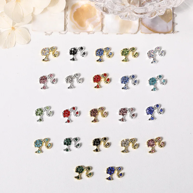 Alloy 3D Embellished Nail Art Accessories Cartoon Girl Head Nail Decorations Doll Head Nail Jewelry Charms