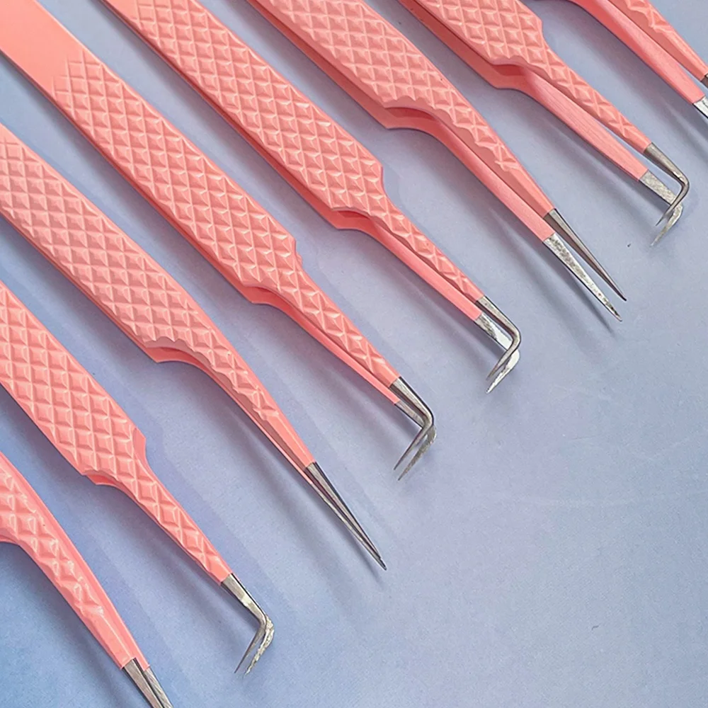 Custom Logo Packaging Box Volume Eyelash Tweezers Make Eyelash Easy Fans Manufacturer China Straight Curved 6 Pcs Tweezers Set