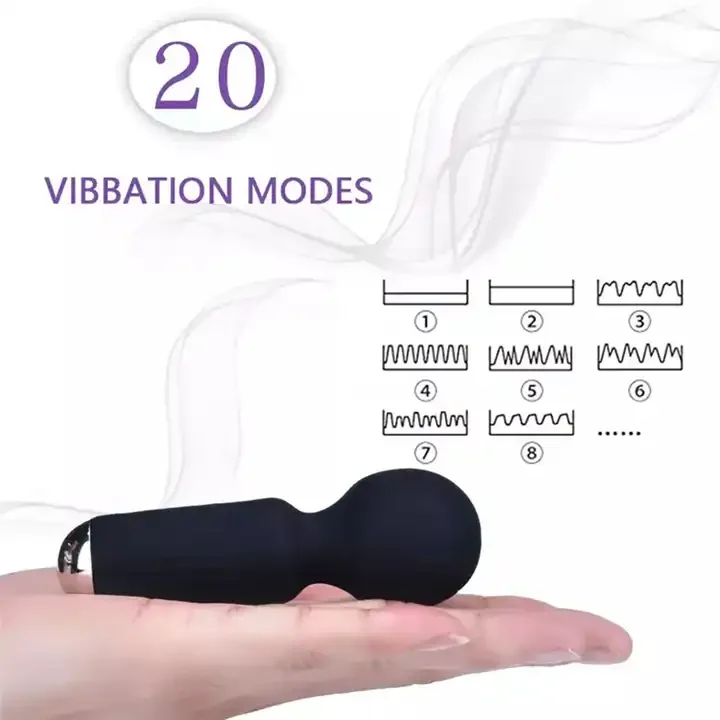 Mini USB waterproof 360 degree bendable 20 frequency vibration cordless vibration AV stick vibrator sex toys for women