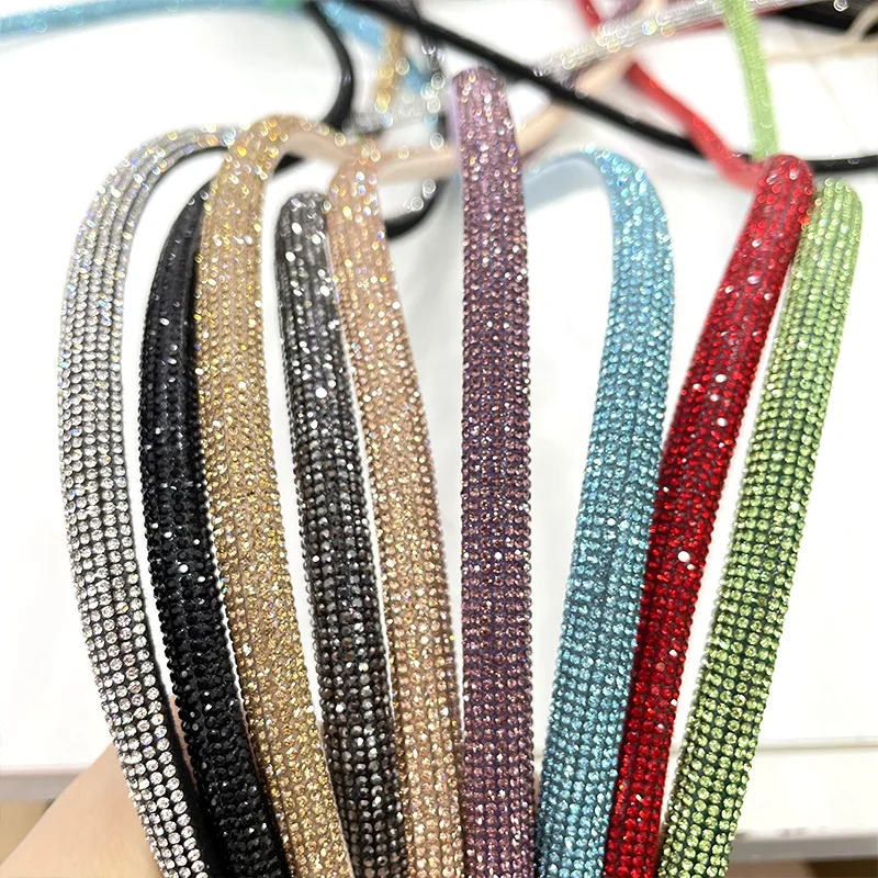 tr083 custom fashion sandals decoration semiround crystal strip cord rhinestone rope for shoes