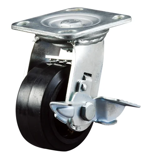 5inch Industry heavy duty caster swivel pu caster with brake roller bearing 300Kg capacity
