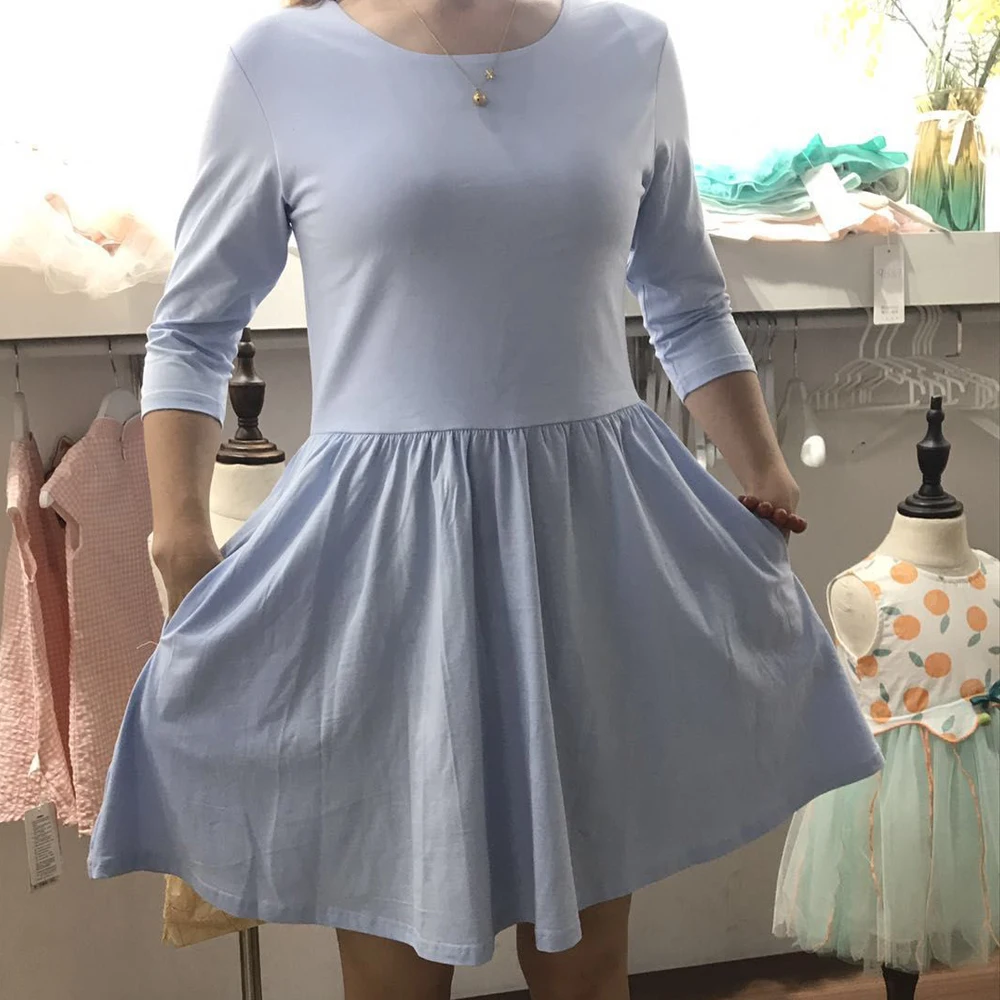 Custom Clothing Summer Elastic Cotton Twirly Skater Dress Outfit Casual Wear Twirl Dresses For Girls