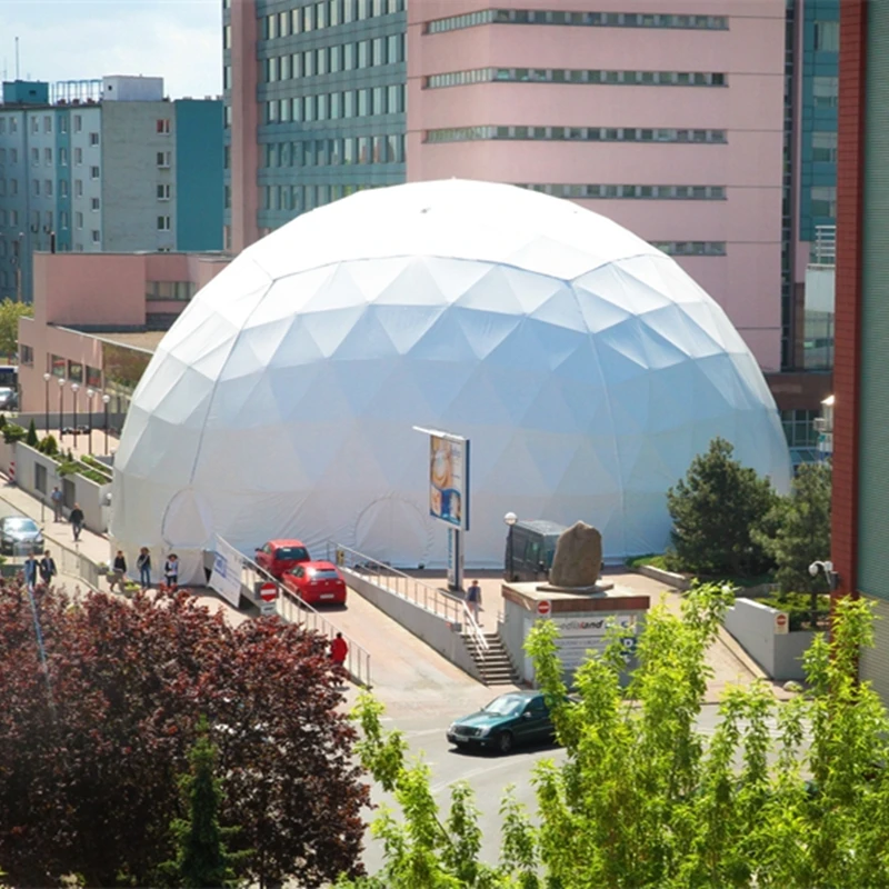 Heavy Duty White Waterproof Pvc Fabric Trade Show Commercial Event Large Outdoor Geodesic Dome Commercial Party Tents For Sale