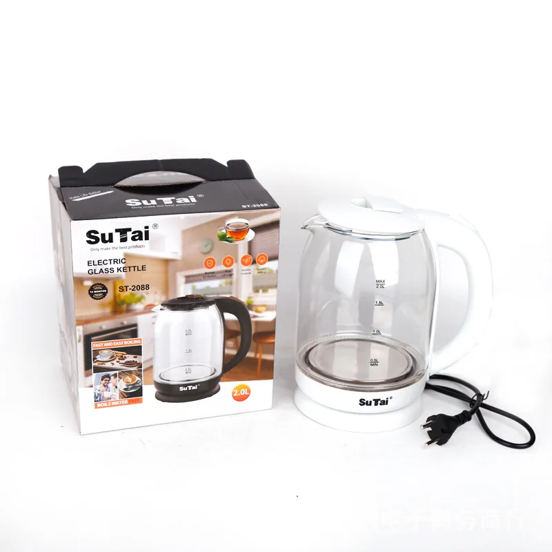 Blue Light ST-2088 2000W 2L Kettle Tea Pots Hot Water Kettle Heat Glass Electric Kettle