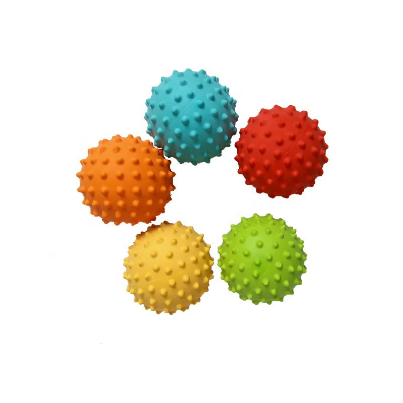 Natural organic color non-toxic safe rubber baby molar teether ball toy set