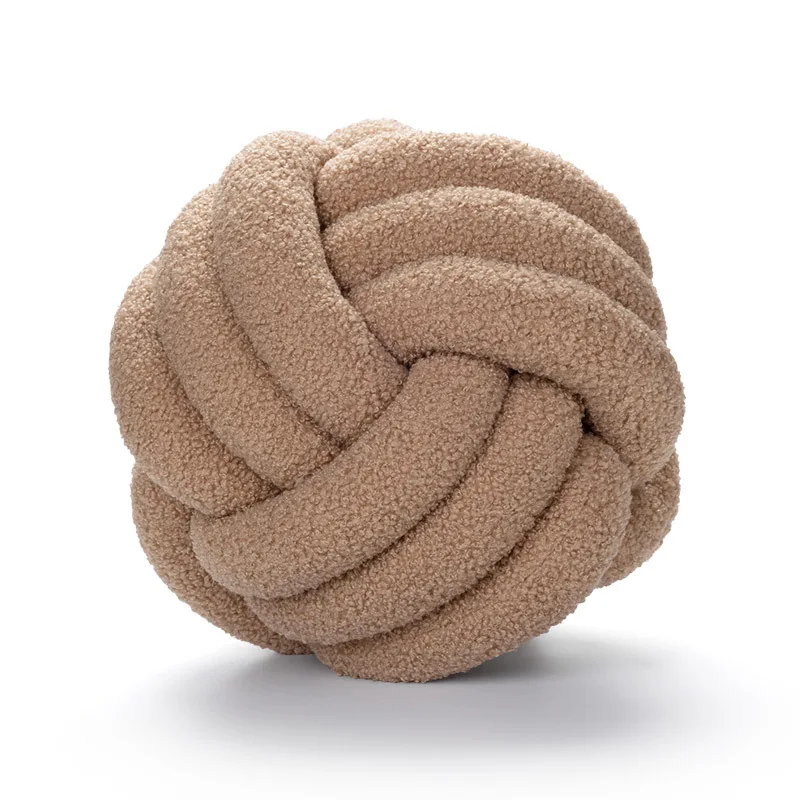 Soft Knot Ball Pillow Decorative Knotted Ball Throw Pillow Hand-woven Lamb Velvet Pillows Cushion