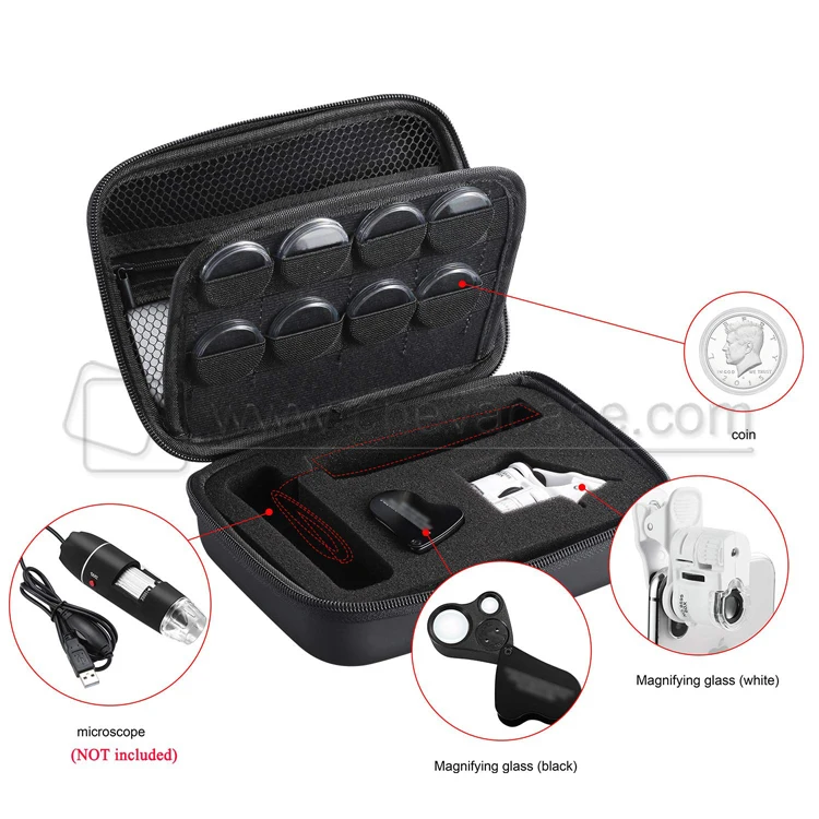 Protective Foam Insert EVA Travel Storage Tool Case for Jewelry Magnifier Microscope