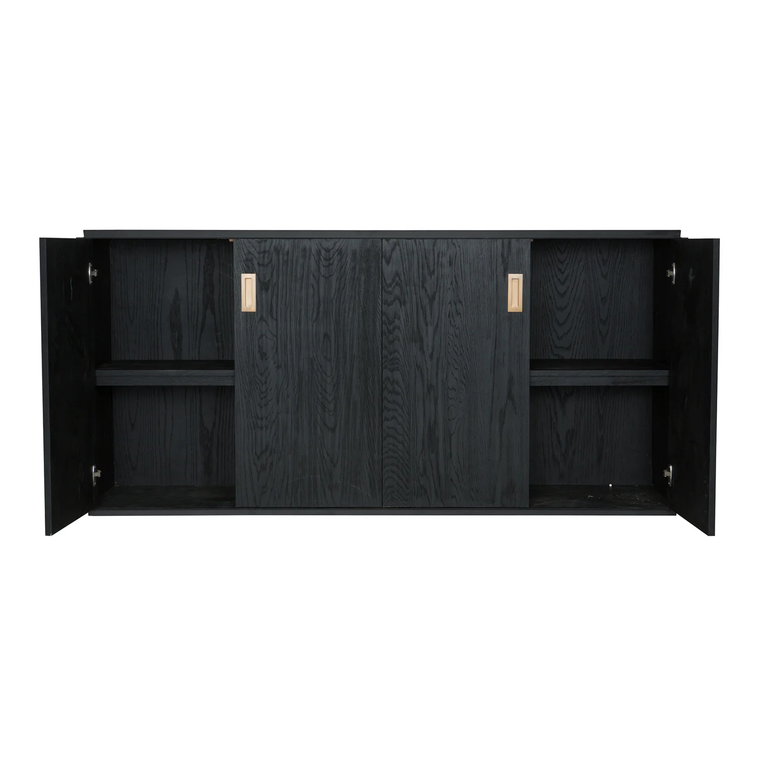 MRS WOODS Simple Design Luxury Oak Wood Black Metal Sideboard And Buffets Cabinet