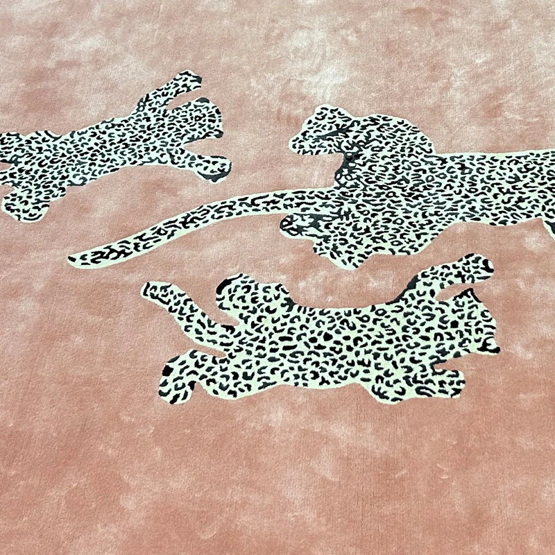 high quality handmade wool silk leopard pink carpets and rugs 10mm thickness area rug