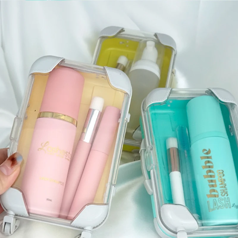 wholesale Professional eyelash foam cleanser bottle lash extension bath rose gold bottles 3 in 1 lash shampoo kit