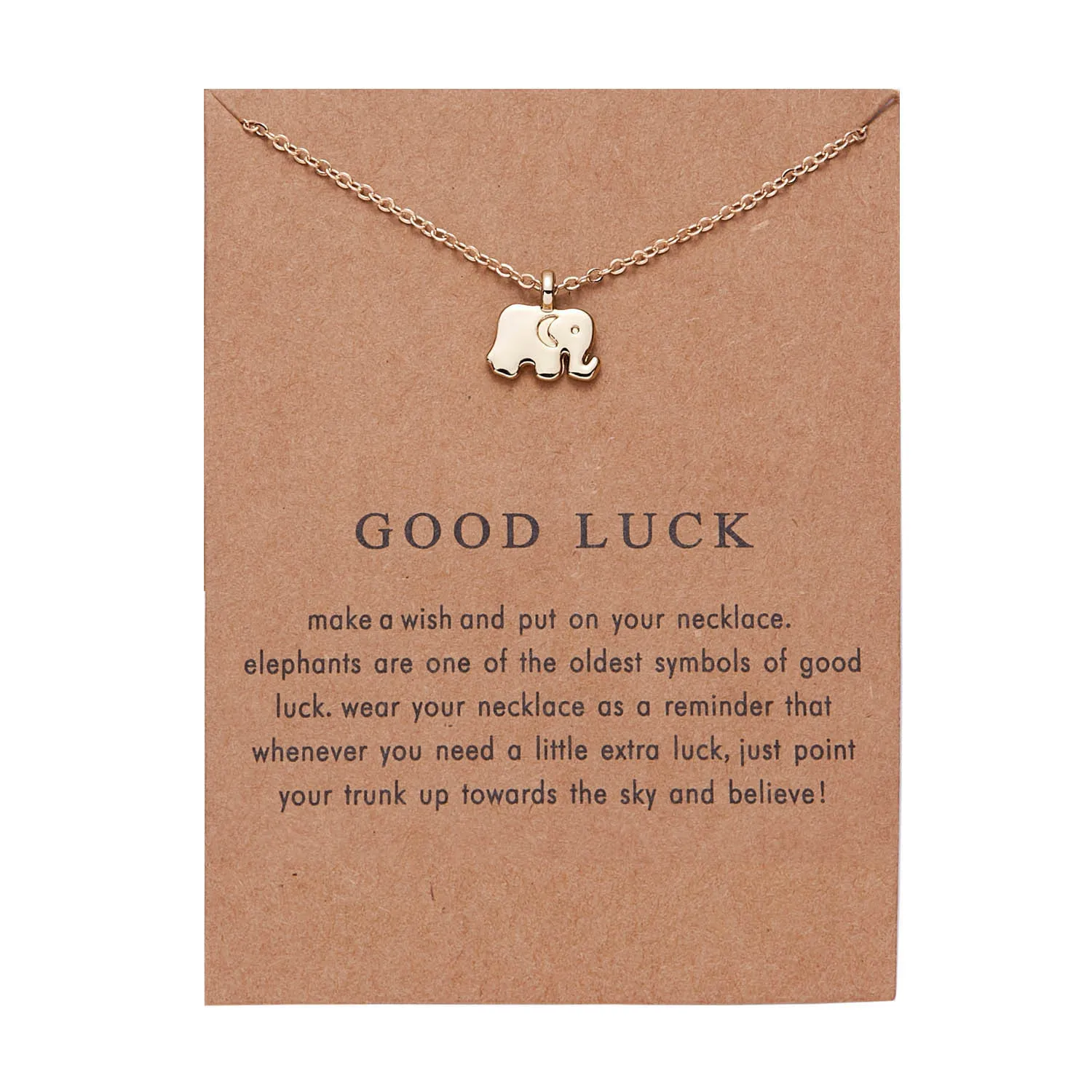 Fashion Creative Gift Gold Plated Charm Pendants Good Luck Karma Balance Make A Wish Card Lady Women Necklace Jewelry For Girls