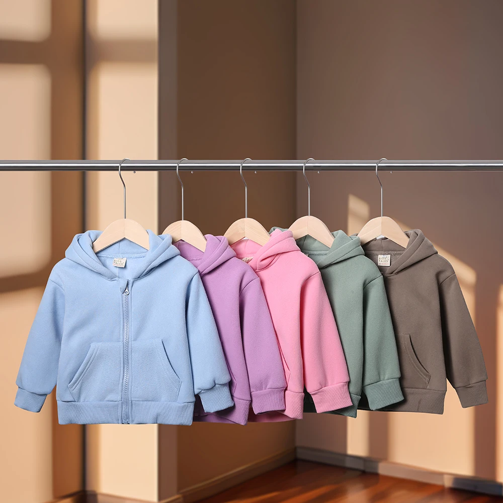 custom blank hoodies kids sweatshirts winter children clothes wholesale kids clothing boys coats zip up cotton hoodie sweatshirt