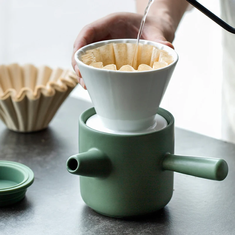 New arrival hand drip set ceramic hand make pour over coffee makers coffee drip pot coffee dripper for sale