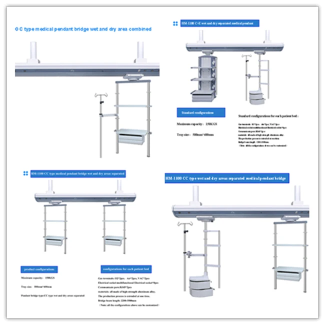 Раздельный медицинский подвесной мост для влажной и сухой зоны, подвесной мост icu, оборудование для больниц