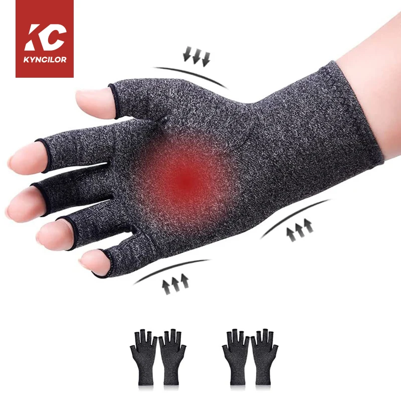 Factory Compression Arthritis Gloves Fingerless Heated Spandex Pressure Therapeutic Therapy Hand Gloves For Pain