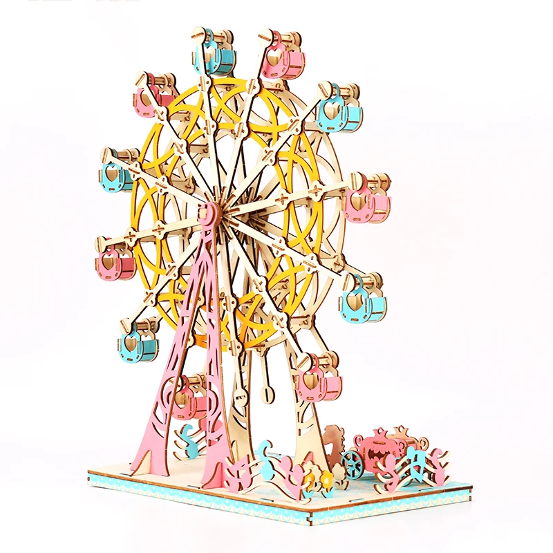 Ferris wheel toy puzzles give children a three-dimensional architectural vision as intellectual education