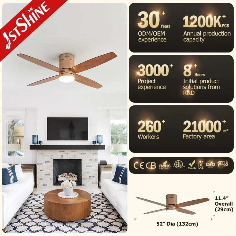 1stshine ceiling fan light bedroom mdf blade smart modern dc led 52 ceiling fan with lamp