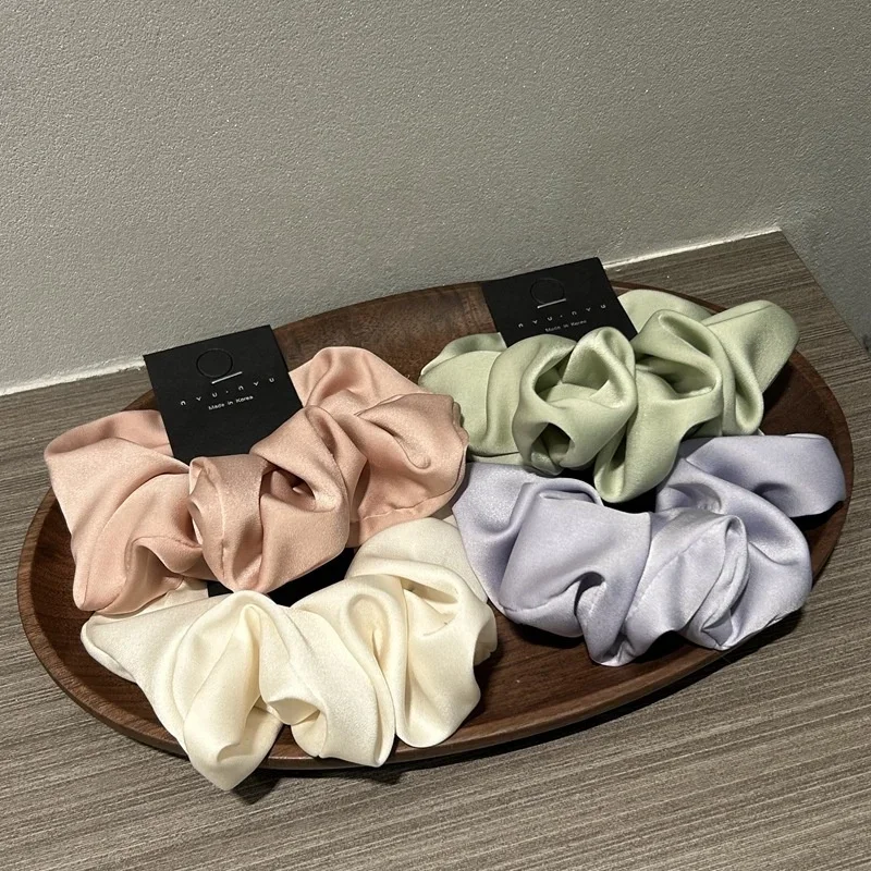 Fashion Large Scrunchies Pure Color Silk Hair Band Good Elastic Ties for Girls