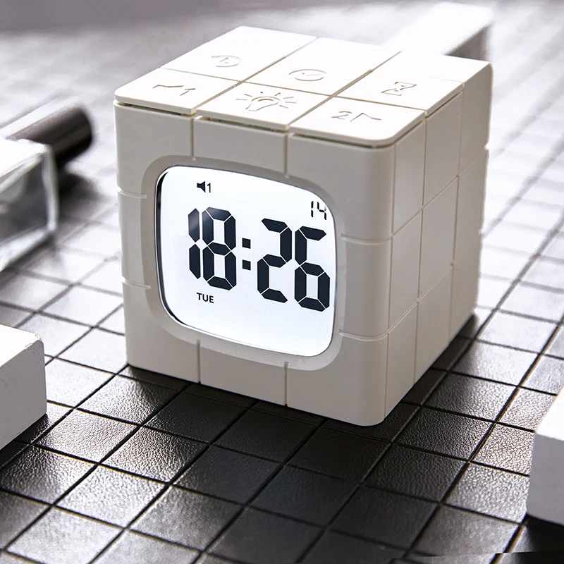 
Alarm Clock Speaker with Phone Charger with Motion Sensor Night Light Kid Color Changing Led Lights Ring Custom Music White Set 