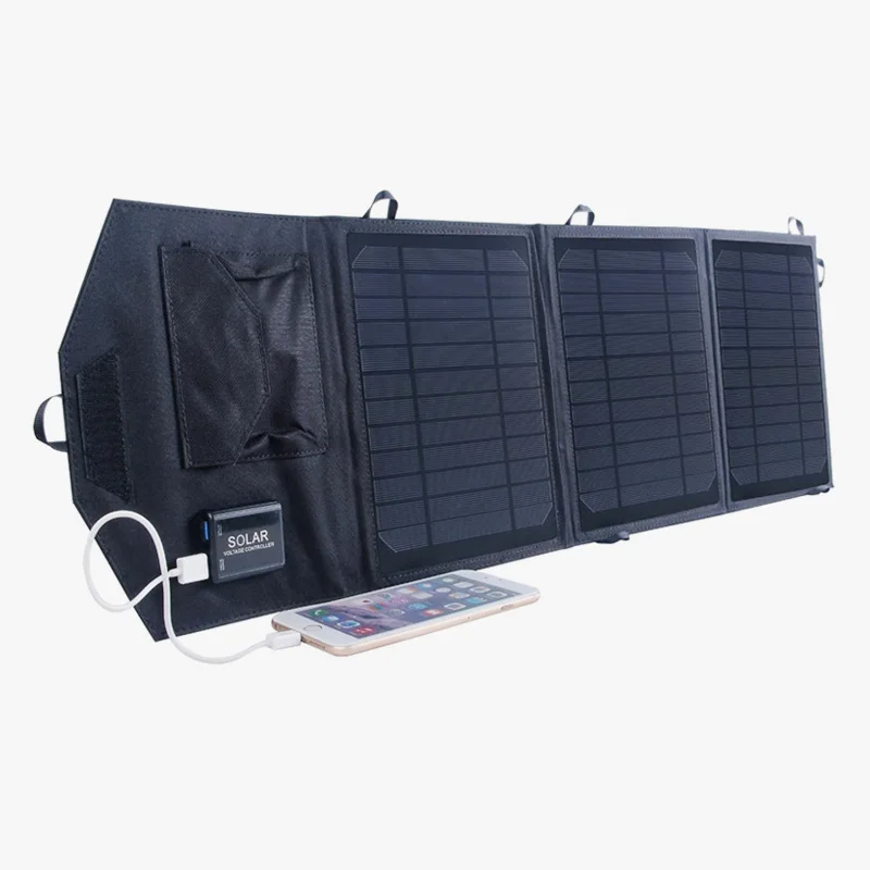 
foldable solar panel charger 19.5W with USB-charging Port for mobile phone, tablet, camping 