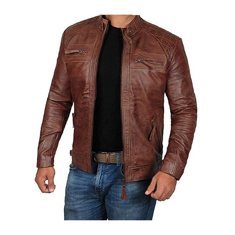 Wholesale new fashion PU multipocket coats for men veste en cuir homme jacke Leather jacket