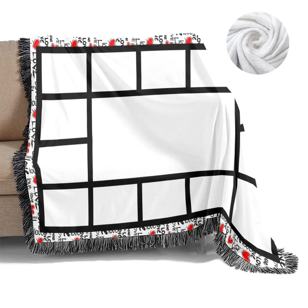 Wholesale Sublimation Blanket Custom 9 Panel 20 Panel Moon Heart Envelope Shaped Sublimation Blank Blanket with Tassels