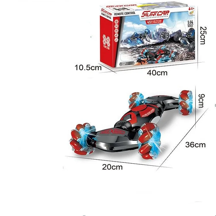 2 color mixed torsional automatic demonstration single remote control with usb charging cable 1:14 RC 9 channel 4WD stunt car