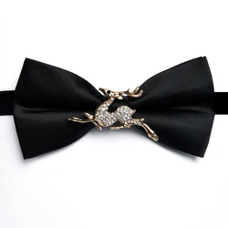 Wedding Groom Groomsmen Business Men Bow Tie Black Double Layer Matte Bow Tie