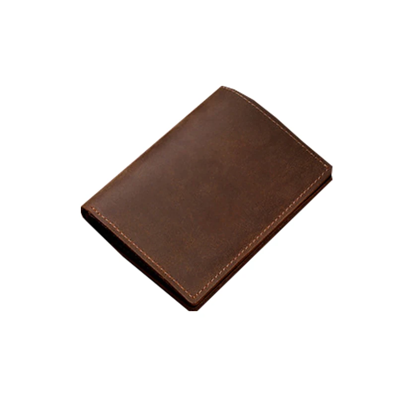 Custom Logo Crazy Horse Leather Bifold Wallet For Men High Quality Brown Real Cowhide Full Grain Cow RFID Leather Wallets Mens