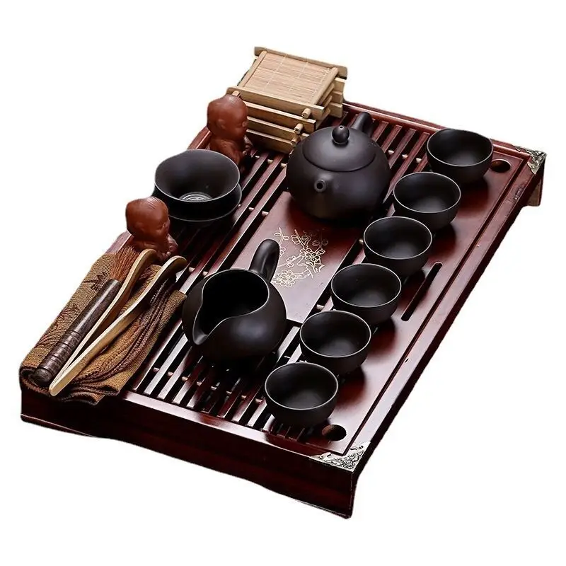 Yixing Tea Set Large Set With Bamboo Tea Tray