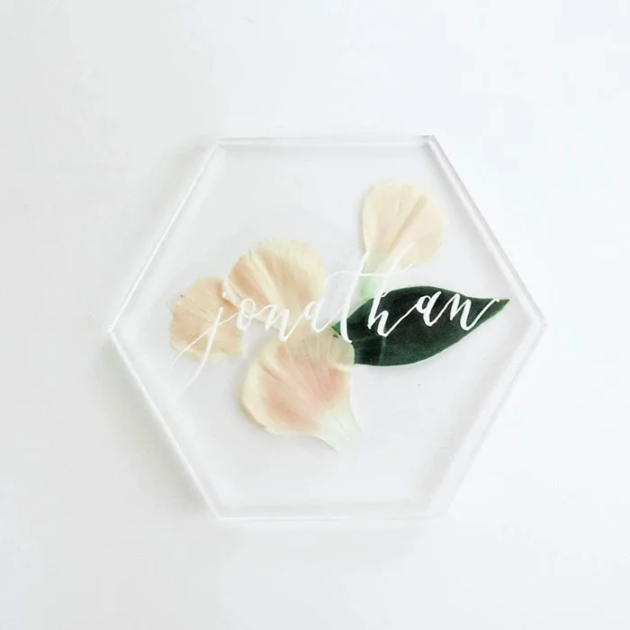 Acrylic Place Cards for Wedding Blank Hexagon Table Seating Cards 3mm Thick Acrylic Escort Plates