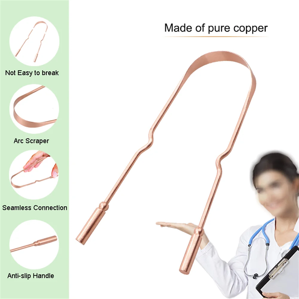 Wholesale Personal Use Oral Health Pure Copper Tongue Cleaner Scraper To Prevent Bad Breath