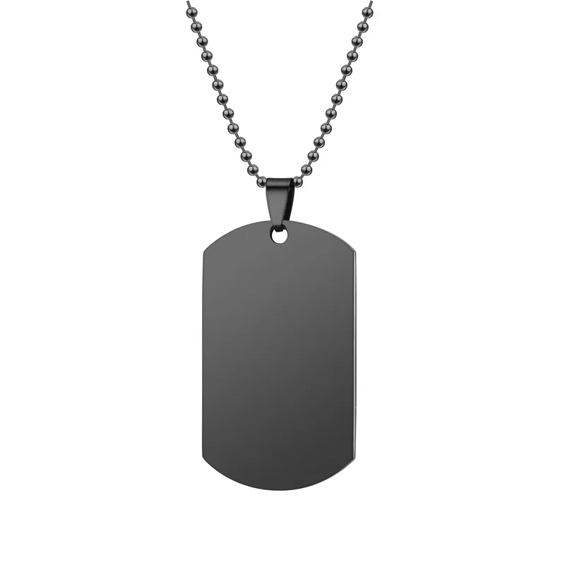  Custom blank Stainless steel Laser engraved necklace army military dog tag pendant for men jewelry