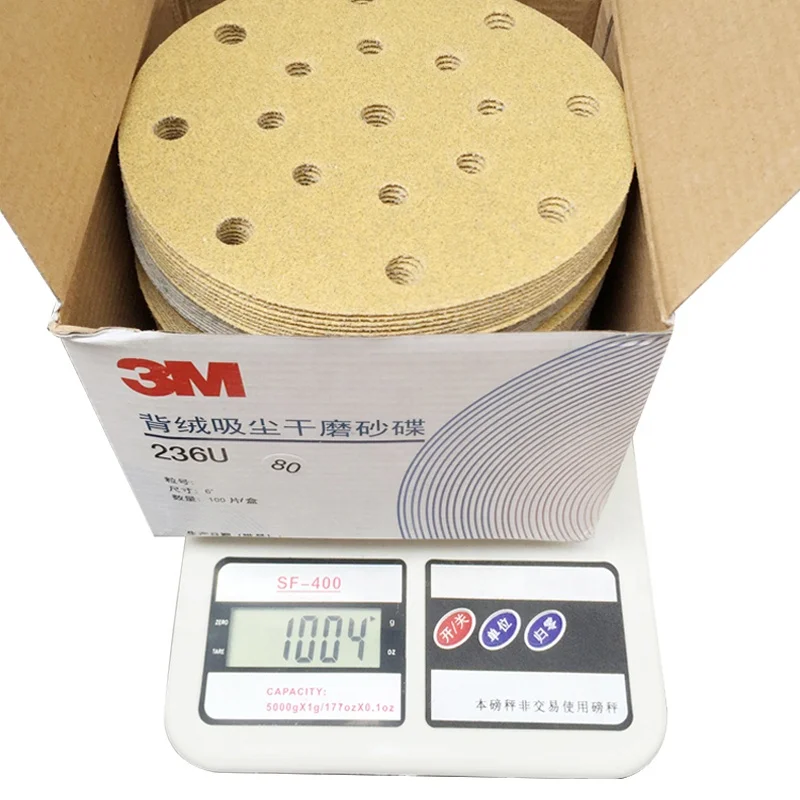 100 Pieces Of 3m 6 Inch 17-hole Sandpaper Car Putty Grinder Round Flocking 150mm