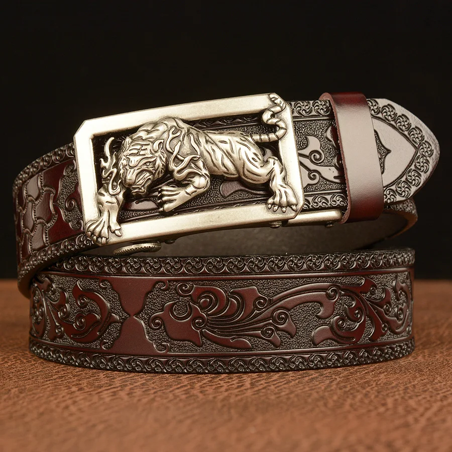 Genuine Leather Belt Casual Buckle  Mens Belts Genuine Leather Luxury Fashion Jeans Mens Leather Belt